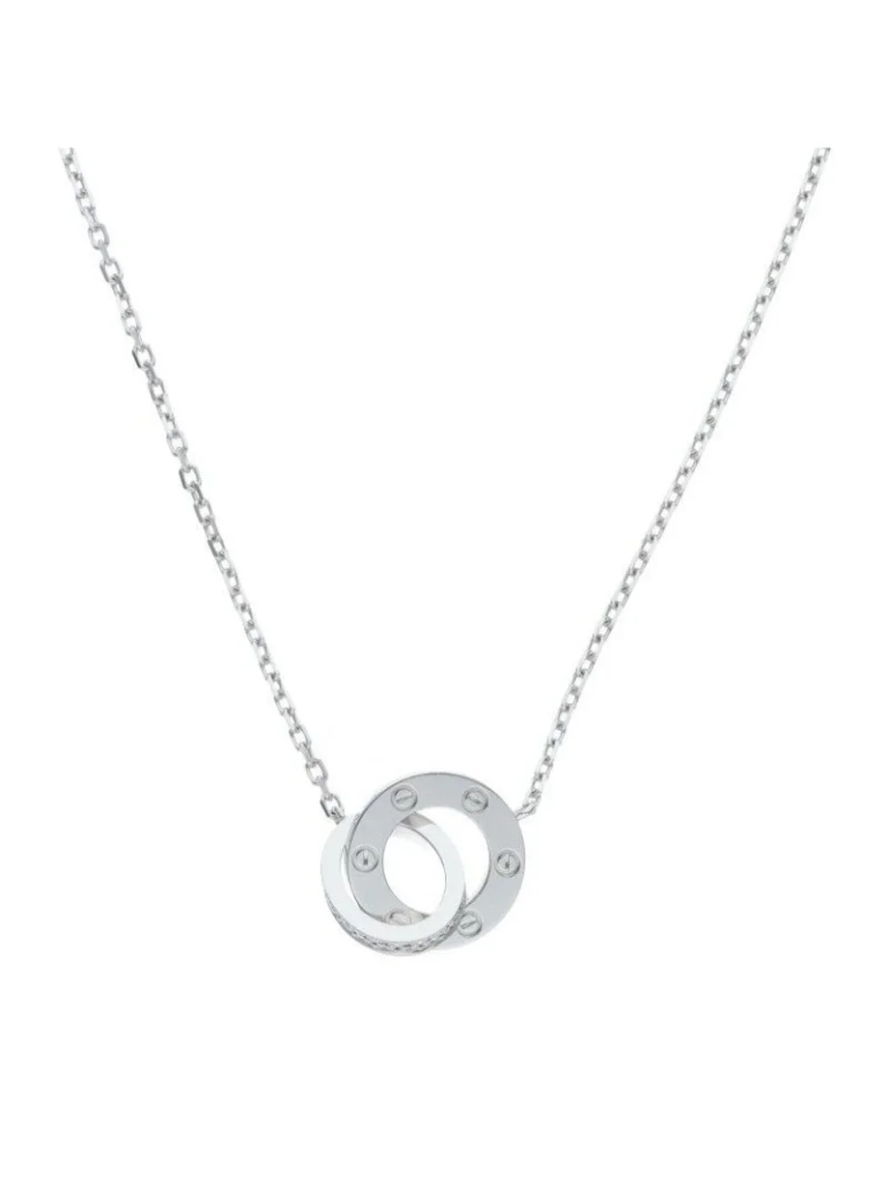 Cartier Love Necklace 18k White Gold Pave Diamond